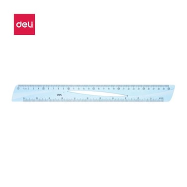 DELI RULER 30CM TRANSPARENT BLUE