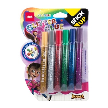 DELI GLITTER GLUE 12ML x 6 COLORS