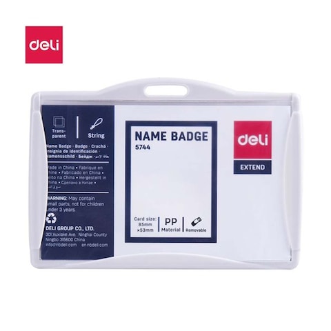 DELI HARD GREY NAME BADGE HORIZNTL