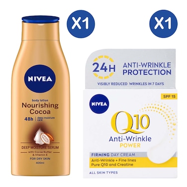 Nivea Cocoa Butter Body Lotion 400Ml And Nivea Q10Plus Anti Wrinkle Daycare 50Ml