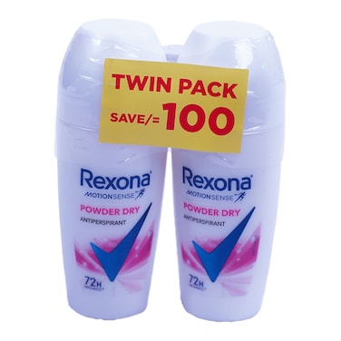 Rexona Powder Dry Antiperspirant Roll On Deodrant Twin Pack 2x50ml
