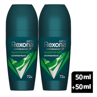Rexona Quantam Men Antiperspirant Roll On Deodrant Twin Pack 2x50ml