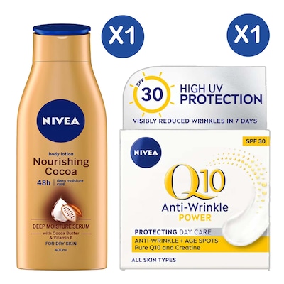 Nivea Cocoa Butter Body Lotion 400Ml And Nivea Q10Plus Anti Wrinkle Daycare 50Ml