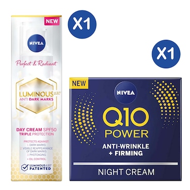 Nivea Q10Plus Anti Wrinkle Nightcare 50Ml And Nivea Perfect &amp; Radiant Day Cream 40Ml