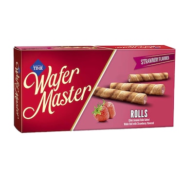 Wafer Master Strawberry Flavour Rolls 65G