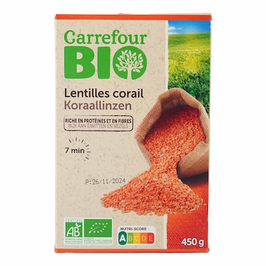 Carrefour Bio Red Lentils 450G
