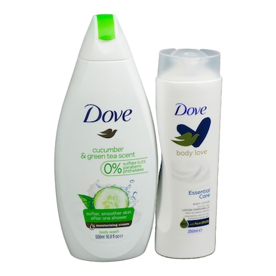 Dove Body Wash Cucumber 500Ml +Lotion