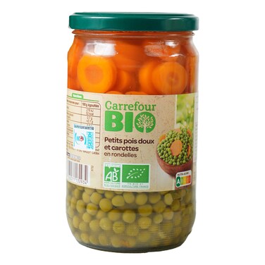 Carrefour Bio Sweet Peas &amp; Carrots 72Cl