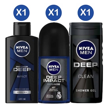 Nivea Deep Impact Body Lotion 400ml + 50ml Deodorant + 250ml Shower Gel