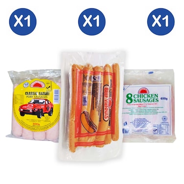 Farmers Choice Pork Sausages + Chicken Sausages + Beef Vienas