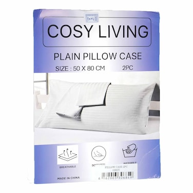 Cosy Living Plain Pillow Case 2Pc Grey