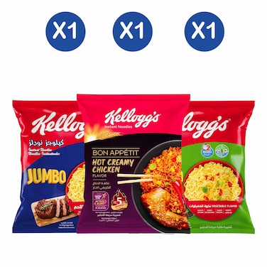 Kelloggs Noodles Hot + Jumbo Beef + Vegetable flavour
