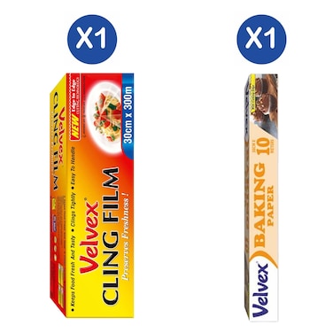 Velvex Cling Film 30cmx300m + Velvex Baking Paper 38cm x 10m