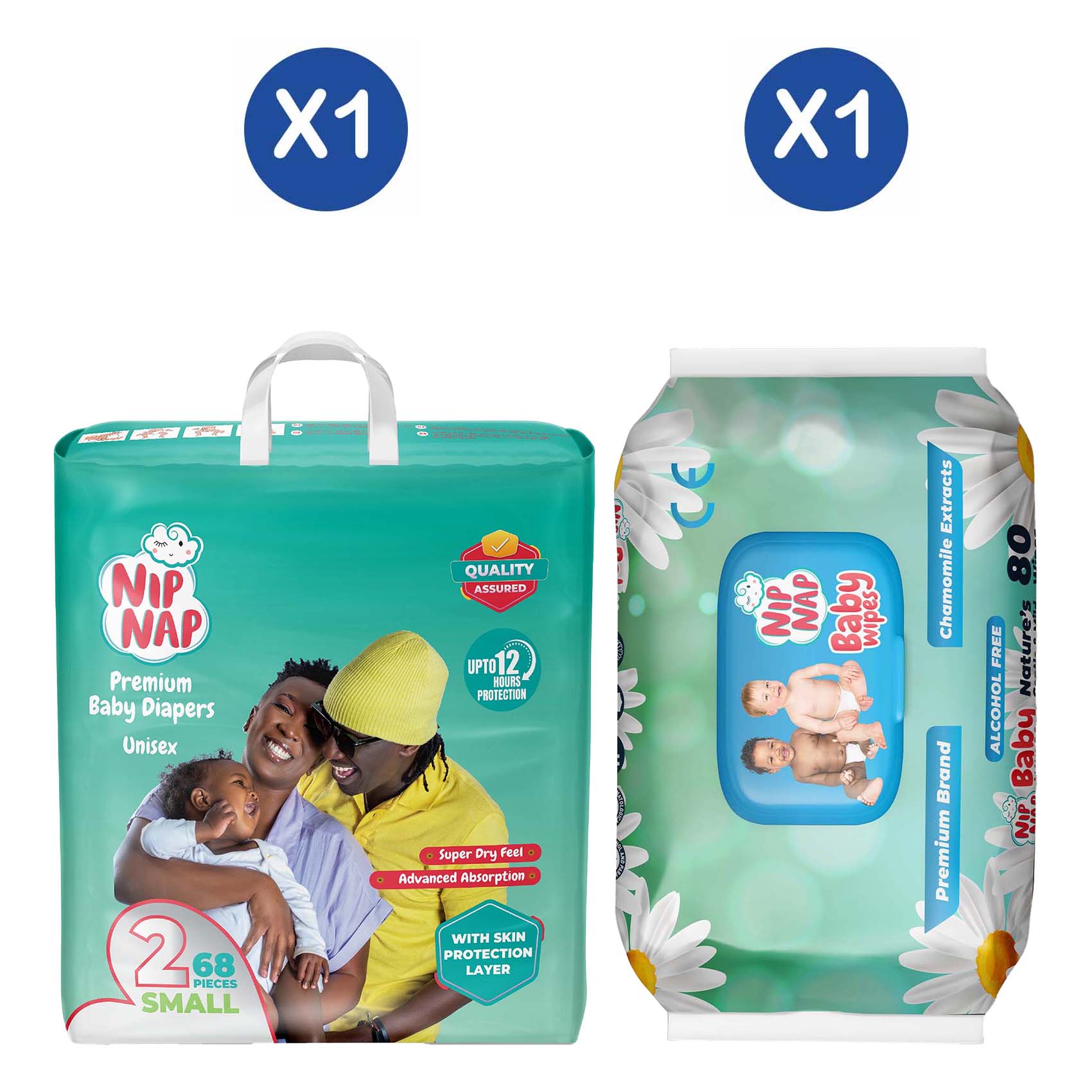 Buy Nipnap Premium Baby Diapers Jumbo Mini 68S + Nipnap Baby Wipes