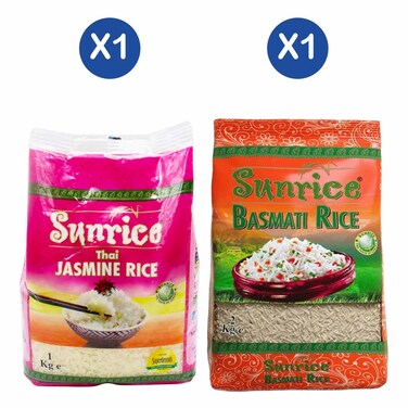 Sunrice Thai Jasmine Rice 1kg + Basmati Rice 2kg