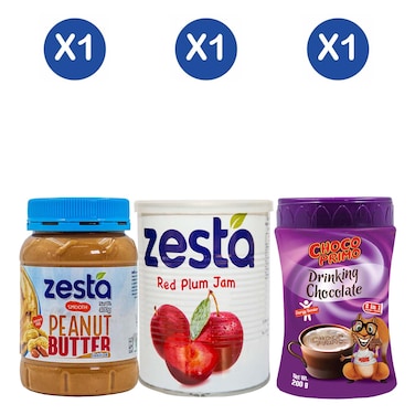 Zesta Jam 500g + Peanut Butter 400g + Choco Primo 200g