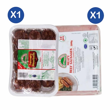 Choice Meats Beef Sausages 500G+Meatballs 300G