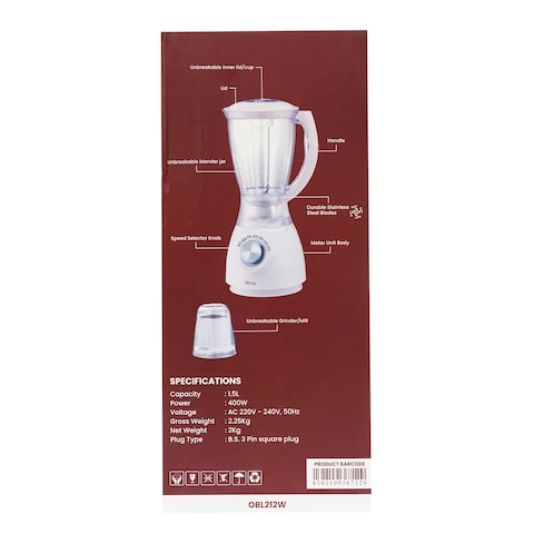 Oryx Blender 1.5L + Grinder OBL 212W