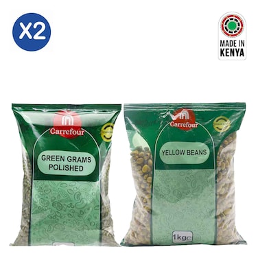 Carrefour Green Grams 1kg + Yellow Beans 1kg
