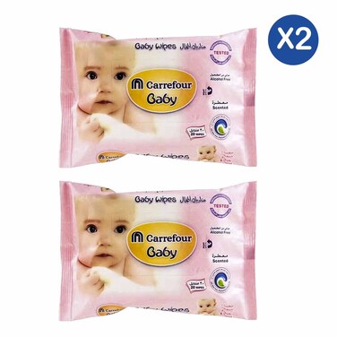 Carrefour Baby Wipes Aloe Vera 20S X2