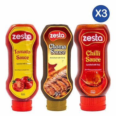 Zesta Tomato Sauce 700g + Zesta Chilli Sauce 375g + Choma Sauce 700g