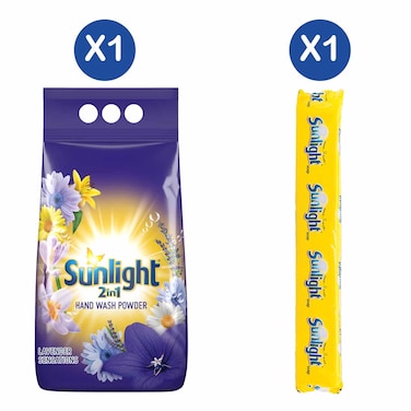 Sunlight Handwashing Powder Lavender 3.5Kg + Bar Soap Large