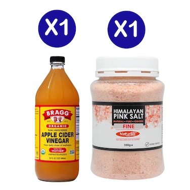 Bragg Apple Cider Vinegar+Naturalli Himalayan Pink Fine Salt 