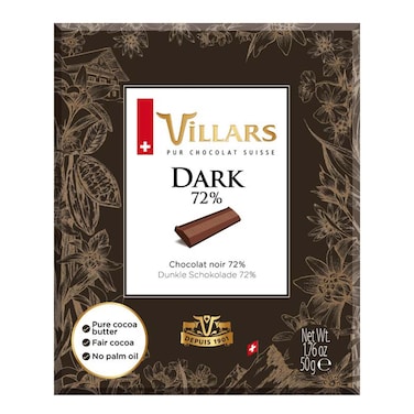 Villars Pure Choco Dark 72% 50g