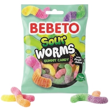 Bebeto Soft Candy Sour Worms 18g