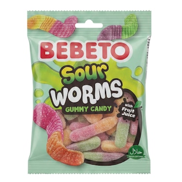 Bebeto Jelly Gum Sour Worms 80g