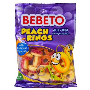 Bebeto Jelly Gum Peach Rings 80g