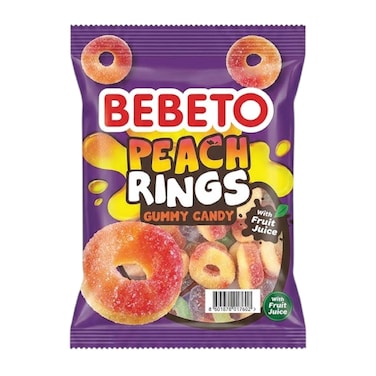 Bebeto Jelly Gum Peach Rings 80g