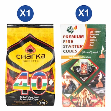 Charka Brikette 5kg + Premium Fire Starter Cubes 24pc