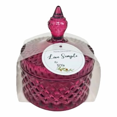 Siya Ca-008 Fuschia Glass Jar With Lid