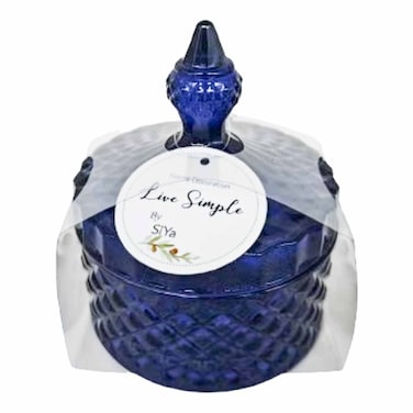 Siya Ca-009 Navy Blue Glass Jar With Lid