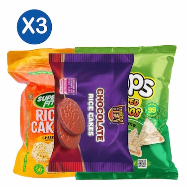 Tropical Heat Cheese + Choco Rice Cakes + Popped Nachos