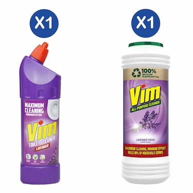 Vim Toilet Cleaner Lavender 500ml + Vim Scourer Lavender Fresh 500g