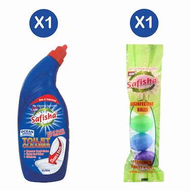 Safisha Toilet Cleaner Ocean Fresh 1l + Safisha Toilet Balls Colour 200g