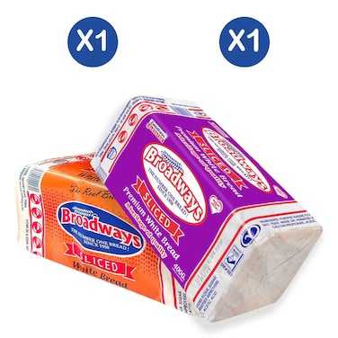 Broadways Premium White Bread + White Sliced Bread 400g