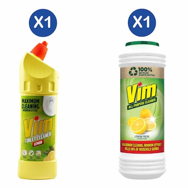 Vim Toilet Cleaner Lemon 1L + Vim Lemon Fresh 500g