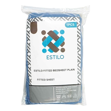 Estilo Fitted Sheet Plain Navy Blue 1pc 6X6