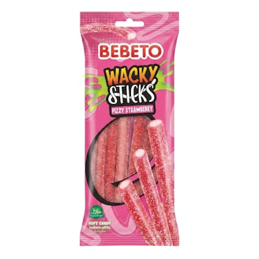 Bebeto Wacky Sticks Strawberry &amp; Vanilla Candy 75g