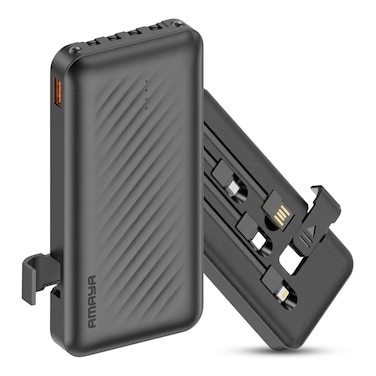 Amaya 10000mAh Power Bank with Built-In Cable