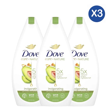 Dove Invigorating With Avocado Oil And Calendula Extract Body Wash Value Pack 500ml