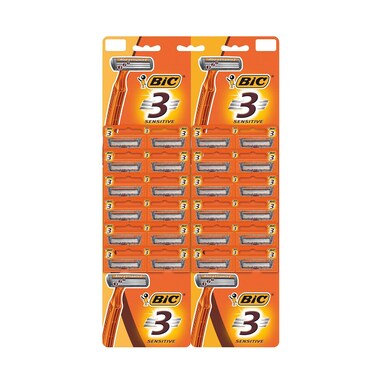 BIC 3 Sensitive Disposable Men&#39;s Razors  Card of 24pieces