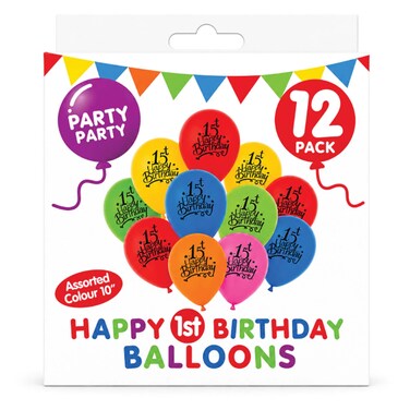 PMS Party10"1St Birthday Balloons 12 pcs