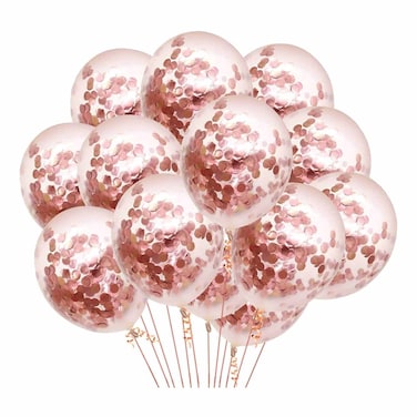 PMS Foil Confett Balloons Rose 6 Pcs