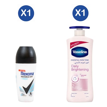 Vaseline Even Tone Lotion 725ml + Rexona Roll On Black &amp; White 45ml