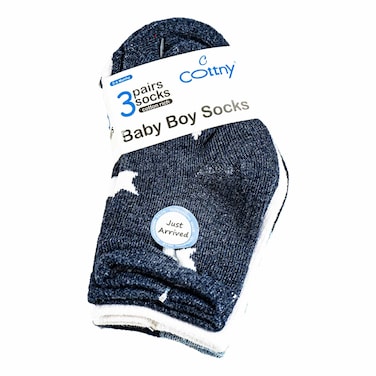 Cottny Baby Socks Assorted Blue 3-Pack