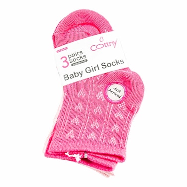 Cottny Baby Socks Assorted Pink 3-Pack